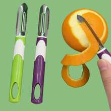 多功能不锈钢削皮器和土豆切片器 - 旋转双刀片，塑料手柄，高效家用及专业烹饪削皮器 - 彩色 - 查看 3