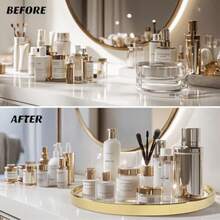 Bandeja decorativa redonda de mármol organizador de almacenamiento multifuncional para cambiador mesa de centro joyas perfumes y decoración del hogar bandeja decorativa de lujo - Blanco - Ver 4