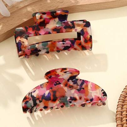 Retro American Clip-In Hair Claws, High-End Minimalist Ombre Dopamine Effect.