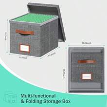 Caja de archivos para colgar caja organizadora de archivos con tapa carpetas decorativas de tamaño carta con riel deslizante de plástico integrado de una sola pieza gris 13.2 x 10.1 x 10.1 - Gris - Ver 6