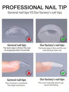 240pcs Ultra-Thin Matte Full Coverage Ballet Nail Stickers, Trapezoidal Full Adhesive Short Coffin Nail Extensions DIY Nail Tips, Press-On Nail French Manicure Stickers Press On Nails - Clear - View 6