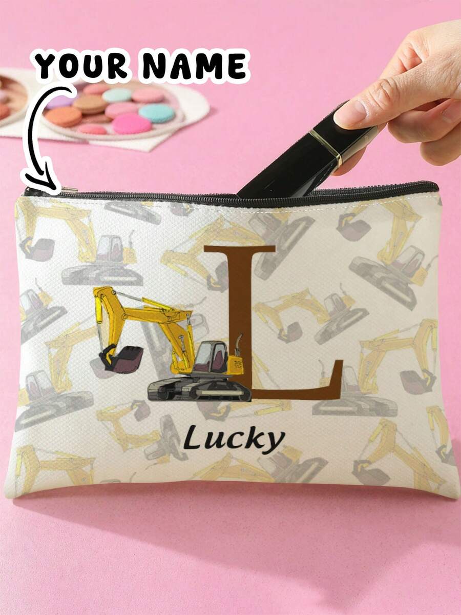 1pc Customizable Name/Text, Cartoon Game Console Pattern Double-Sided Print Travel Portable Cosmetic Storage Bag Multi-Function Zipper Makeup Bag Wallet, Perfect For Children's Skincare Storage, Can Be Customized According To Your Name - Multicolor - View 1