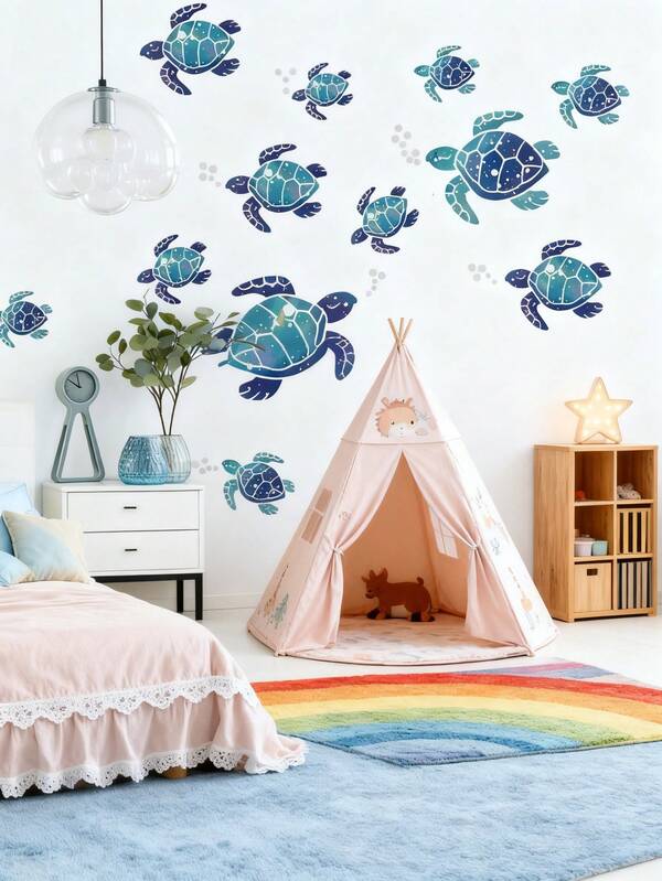 1 Tấm Giấy Dán Tường - [Rùa, Khủng long] Trang trí phòng bé trai, phòng trẻ em, nhà cửa, giấy dán tường tự dính, trang trí phòng trẻ sơ sinh, phòng bé gái, giấy dán tường có thể tháo rời, dùng để trang trí tường phòng khách, phòng ngủ bé gái, cửa sổ – Dễ thương & Sáng tạo cho nghệ thuật trang trí tường phòng trẻ em, phòng ngủ.