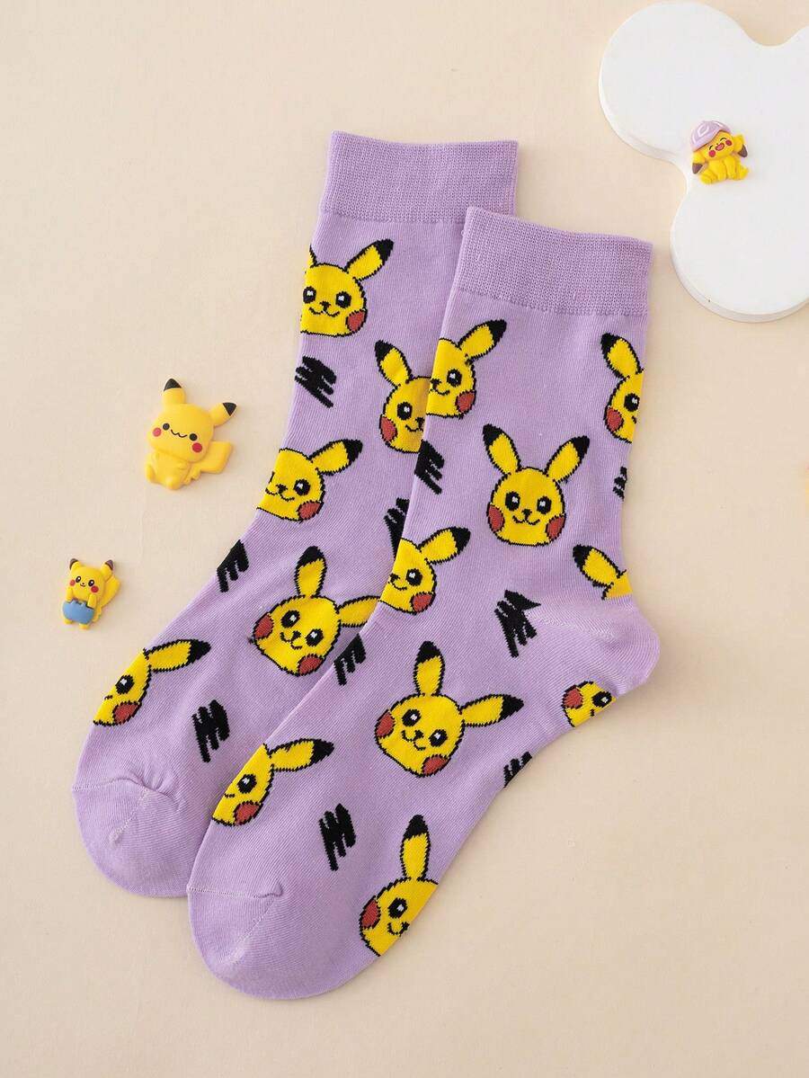 pokemon 1 Đôi tất nữ dài đến bắp chân, họa tiết hoạt hình vui nhộn, nhiều màu sắc, chất liệu jacquard, unisex, thích hợp cho thể thao, mọi mùa, cỡ châu Âu và Mỹ, thoải mái, thoáng khí, bền, màu sắc tươi sáng, phù hợp cho mặc hàng ngày, chất liệu cao cấp, không gây bí bách. - Nhiều màu - Xem 1