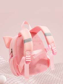 可爱狐狸图案幼儿背包，带防丢带，卡通动物儿童书包，轻便防水学前背包，适合女孩，旅行和日常使用 - 粉色 - 查看 5