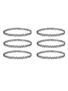 1-15pcs Gothic Fishline Tattoo Punk Choker Necklace Set, Collarbone Chain Necklace Set - Multicolor - View 10