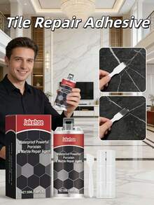 jakehoe Adhesivo de reparación de azulejos de cerámica - Azulejos de baño, azulejos de piso, mármol Adhesivo impermeable de reparación AB. Este adhesivo de reparación de azulejos de cerámica para el hogar está diseñado especialmente para azulejos de baño, azulejos de piso, mármol y varios materiales de piedra. Puede reparar fácilmente problemas comunes como grietas en los azulejos, astillas, daños en los bordes y desprendimiento. - A - Ver 2