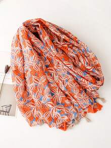 1件装休闲时尚火烈鸟花卉印花轻薄女士围巾/披肩 - 彩色 - 查看 5
