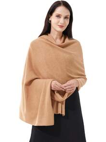 Soft Cashmere Blend Wrap Scarf For Travel, Extra Large 87"X28" - 駝色 - 查看 1