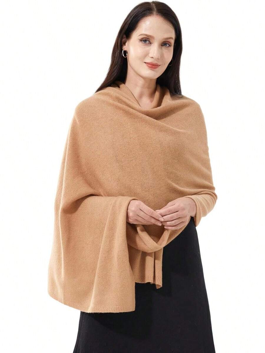 Soft Cashmere Blend Wrap Scarf For Travel, Extra Large 87"X28" - 駝色 - 查看 1