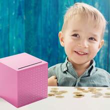 Savings Challenge Box With 2000 Dollar Goals Wooden Cash Money Saving Box Piggy Bank For And Adults Pink - 45 inch - Xem 2