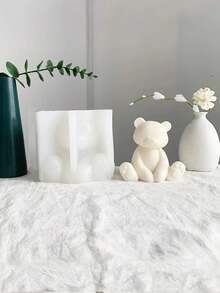 Sitting Bear Candle Silicone Mold, DIY Plaster, Wax Melts, Soap Handmade Mold, Durable And Easy To Demold - White - View 5