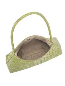 Summer Woven Underarm Handbag For Women, New Arrival High-End Versatile Retro Tote Shoulder Bag, Fashionable Beach Bag, Niche Design - Green - View 6