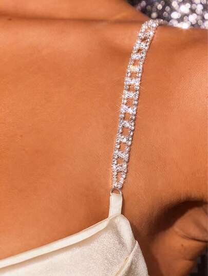 1 pieza Cadena de hombro minimalista y elegante de cristal, adecuada para accesorios de vestido de novia y boda, accesorio de joyería para mujer