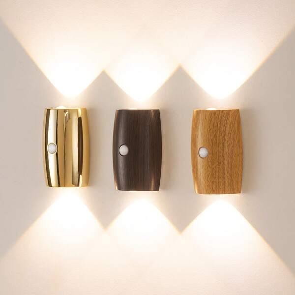 Luz de pared LED recargable por USB con sensor de movimiento - Lámpara de pared inteligente magnética y creativa, lámpara de lectura en la cama, luz nocturna inalámbrica y con batería LED para dormitorio, dormitorio, escaleras y armario, encendido/apagado automático, batería de 1200mAh