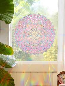 1 pieza Pegatina de ventana de PVC con estática de doble cara sin pegamento, decoración de ventana con patrón de mandala colorido, decoración del hogar para sala de estar, dormitorio, cocina, baño, pegatina de flor de ventana removible - 1PC - Ver 6