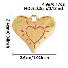1/2/3/5个可爱时尚简约304不锈钢电镀金/银心形吊坠，适合DIY珠宝制作项链、手链、耳环 - 愛心 - 查看 18