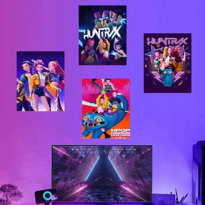 1 Set Witch Hunting Girl Group Living Room Wall Decor Painting Canvas, Frameless Oil Painting - Random Style