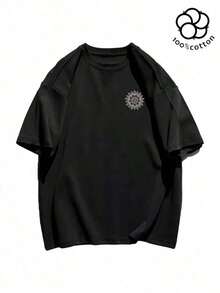 2026 Domestic Shipment|Heavyweight Cotton 200 G Men's Spring/Summer Casual Printed Short-Sleeve T-Shirt Y2k - Black - View 6