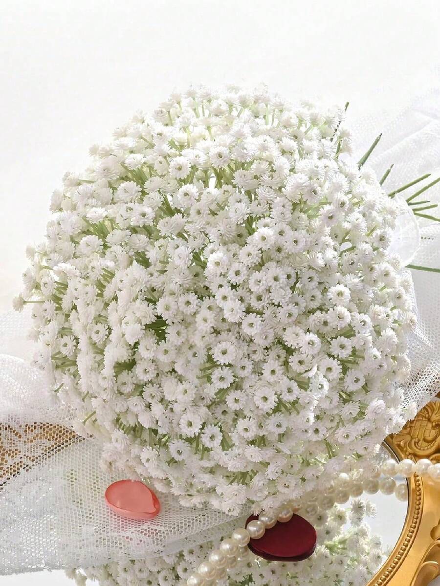 20 piezas Ramo artificial de flores de Nube de Bebé y encaje con tallos, flores falsas de textura realista para el hogar, oficina, decoración, jardín exterior, boda, fiesta de cumpleaños, San Valentín y regalo de graduación