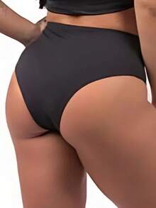 High-Waisted Bikini Bottoms, Hot Pants, Tummy Control. - Black - View 1