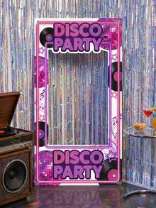 1个迪斯科相框,彩色紫色主题照片背景横幅,生日快乐拍照道具,生日派对装饰,生日派对用品,拍照道具 - 001 - 查看 16