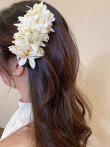 女士时尚优雅白色露珠水仙花发夹，适合日常佩戴，居家、学校、海滩、工作、派对、节日、生日、返校、新年、情人节、母亲节、圣诞节、婚礼、音乐节、毕业典礼、春季、夏季、秋季、冬季、开斋节等场合。 - 白色 - 查看 5