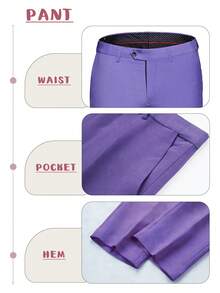 Luxury Men's Tuxedo Suit 2 Piece Set Rhinestone Lapel – Slim Fit Formal Blazer For Wedding Prom - Violet Purple - View 5