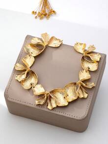 1pc Women's Fashionable European & American Style Metal Leaf & Petal Decorative Necklace - Leaves and Petals - View 12