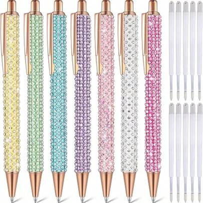 闪亮水钻笔，可爱钻石笔，璀璨夺目的水晶，适合女士办公会议、女学生校园礼物，配有黑色墨水笔芯，精美礼品，适合女性办公、学校、圣诞节、毕业季等场合。