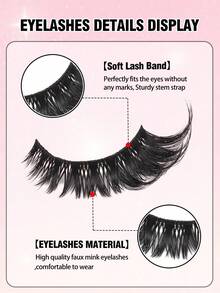 10对俄罗斯仿貂毛假睫毛，D卷蓬松假睫毛，浓密卷翘假睫毛，睫毛嫁接，化妆假睫毛 - 黑色 - 查看 4