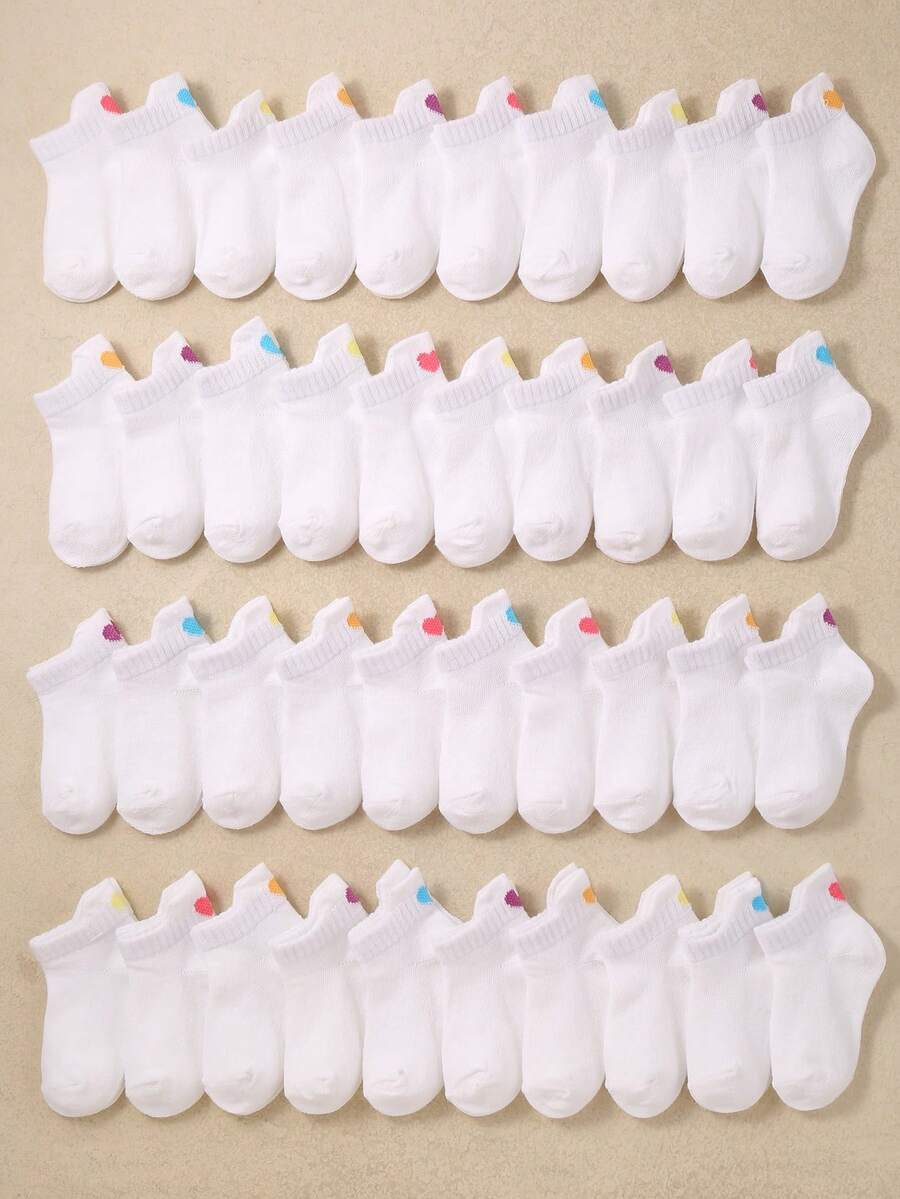 20/10/5 双装加长后跟婴儿袜,心形图案设计,防滑,男女通用,糖果色心形印花,柔软弹力透气,适合日常穿着,0-36 个月,四季皆宜,可搭配校服,婴儿袜,幼儿袜,防滑袜,心形袜,校服袜,返校礼物,圣诞礼物,儿童必备 - 彩色 - 查看 1