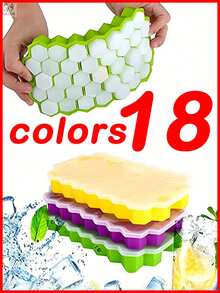 1-5个装冰格，易脱模冰格模具，带防溢盖，可堆叠，适用于鸡尾酒、咖啡等饮品。 - 彩色 - 查看 2