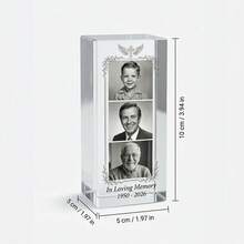 个性化定制纪念亚克力块，含3张照片时间轴、2D十字架和天使翅膀设计，深切缅怀，可定制姓名和日期，作为丧葬纪念品，慰问礼物，可摆放在家居桌面。 - 彩色 - 查看 9