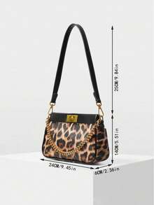 High-End Women's Minimalist One Shoulder Chain Bag, Suitable For Business/Casual Commute, Leopard Print Handbag With Handheld Or Crossbody Carry - Multicolor - View 9