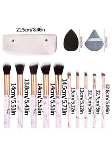 15pcs Premium Makeup Brush Set With Travel Case, Foundation Brush, Makeup Sponge Sponge, Essential Daily & Travel Makeup Tools - Multicolor - View 8
