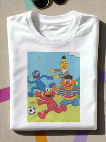 Graphic Tees Women Fifth Sun Sesame Men's Everything I Know I Learned On The Streets Short Sleeve Crew Tee Men's Summer Casual 180g Pure Cotton T-Shirt Patterned Printed Short Sleeved Top T-Shirt - 白色6 - 查看 1