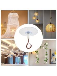 4/8个简易安装天花板气球丝带挂钩，带安全扣，抛光金属材质，无需钻孔，营造节日气氛，多用途挂钩 - 查看 4