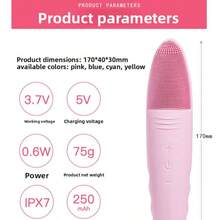 Waterproof Ultrasonic Facial Cleansing Device Electric Silicone Brush For Deep Pore Cleansing Massage Exfoliation And Skin Rejuvenation With Gentle Vibrations For Sensitive Skin - Hồng - Xem 4