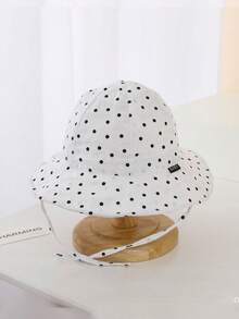 1pc Baby Kids Wide Brim Sun Protection Bucket Cap, Polka Dot Bucket Hat With Chin Strap For Summer Outdoor Beach Vacation & Travel - Polka Dot Fisherman's Hat - View 12