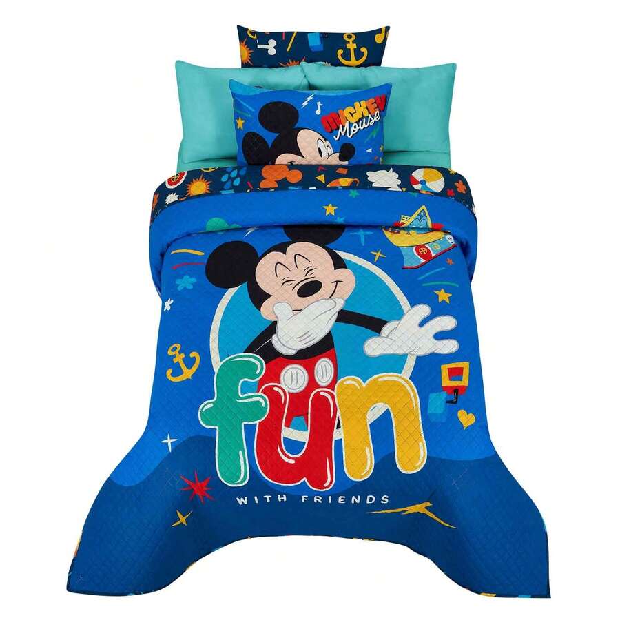 PROVIDENCIA Disney Mickey Funny Double Quilt - Blue - View 1