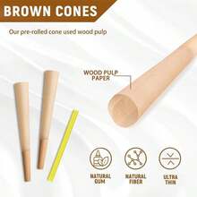 Pre Rolled Cones 50 PACKS (108mm/4.25in) - King Size Rolling Paper With Packing Sticks And Tips- Natural Unbleached Pre Roll Cones, Easy To Filling And Use (50 Packs, 108mm/4.25inch) - Default - View 4