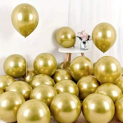 20pcs Gold Party Balloons, 12-Inch Metallic Gold Helium Balloons For Birthday Party Decoration, Wedding, Baby Shower, Anniversary Gold Theme Party Decor