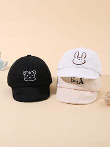 3pcs/Set Toddler Animal Embroidery Breathable Sunshade Casual Peaked Hat For Spring Summer Daily Wear - Multicolor - View 2