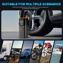 Portable Air Pump, Quick Inflation, With Built-In Car Jump Starter Function, Car Jump Starter Power Bank With LED Flashlight, Large Smart Display, And Comes With A Storage Bag. - Black - View 4