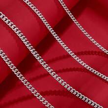 1条S925纯银粗链项链，男女皆宜的耐用扁平链项链，时尚高端珠宝礼品 - 側身項鍊 - 查看 8