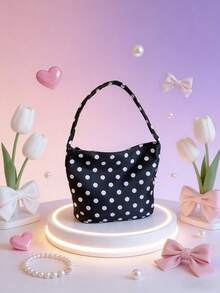 This New Polka Dot Tote Bag From 1pc Is Simple And Stylish. It Features A Zipper Design And A Non-Adjustable Shoulder Strap, Making It Suitable For Everyday Outings, Shopping, And Travel. It Can Easily Hold Your Daily Essentials, Making It A Versatile And Fashionable Item. It Suits Various Styles And Occasions, With Excellent Versatility, And Can Also Be Given As A Gift To Friends. - Multicolor - View 4