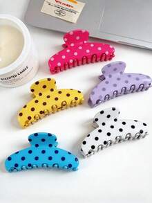1pc Women's Retro Minimalist Versatile Large Acetate Semi-Circle Polka Dot Hair Claw Clip For Ponytail - Multicolor - View 5