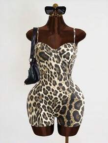 Retro Y2K Sexy Crop Top & High Waist Tight Jumpsuit, Animal Print & Leopard Pattern, Revealing Silhouette For Party Outing Elegant Summer - Multicolor - View 4