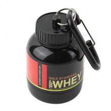 1pc/2pcs 100ml Leak-Proof Plastic Protein Powder Container With Carabiner (Included), Sporty Black Mini Round Canister With Carabiner Design For Protein Powder Storage, Suitable For Fitness, Outdoor Activities, Commuting - View 6